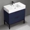 Blue Bathroom Vanity, Modern, Free Standing, 32